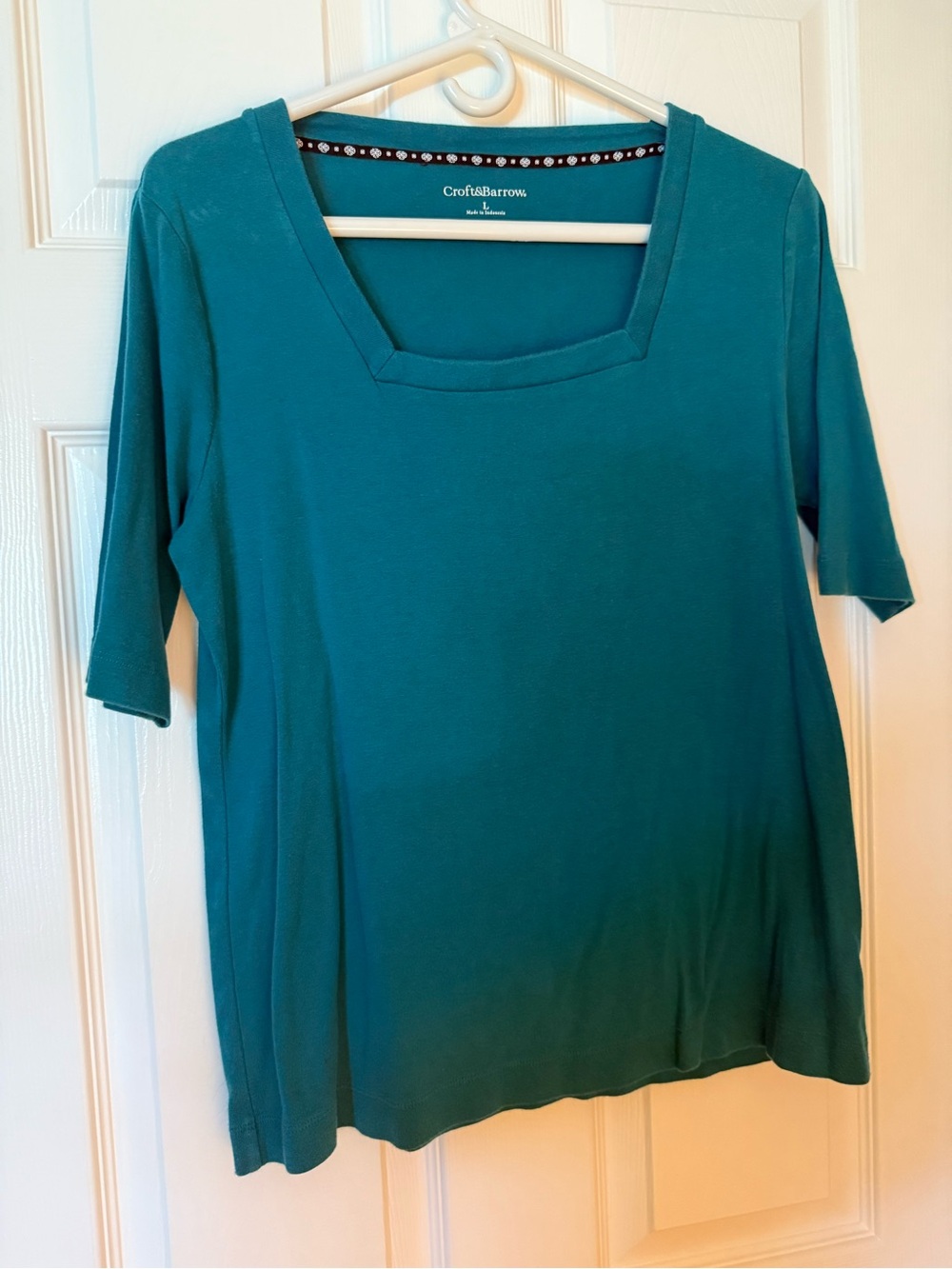 croft & barrow Teal Square-Neck Short Sleeve women’s large Top